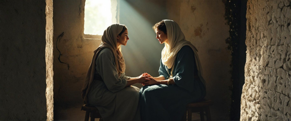 Dos Mujeres y el Primer Cántico de la Navidad